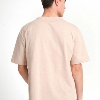 ERKEK Düz Tişört Bisikilet Yaka Kısa Kol Oversize T-shirt - Bej ERKEK Düz Tişört Bisikilet Yaka Kısa Kol Oversize T-shirt - Bej
