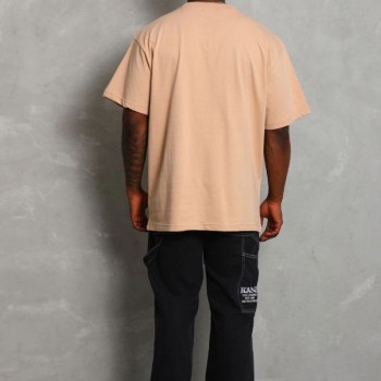 Erkek Düz Yazlık Kısa Kol Tişört Bisiklet Yaka Oversize T-Shirt - Bej Erkek Düz Yazlık Kısa Kol Tişört Bisiklet Yaka Oversize T-Shirt - Bej