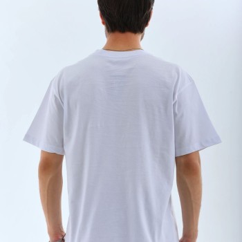 Erkek Düz Yazlık Kısa Kol Tişört Bisiklet Yaka Oversize T-Shirt - Beyaz Erkek Düz Yazlık Kısa Kol Tişört Bisiklet Yaka Oversize T-Shirt - Beyaz