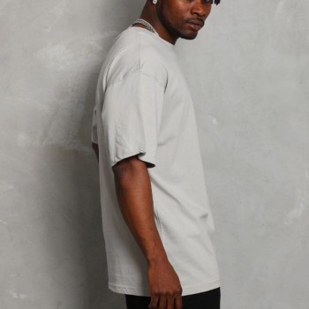 Erkek Düz Yazlık Kısa Kol Tişört Bisiklet Yaka Oversize T-Shirt - Gri Erkek Düz Yazlık Kısa Kol Tişört Bisiklet Yaka Oversize T-Shirt - Gri