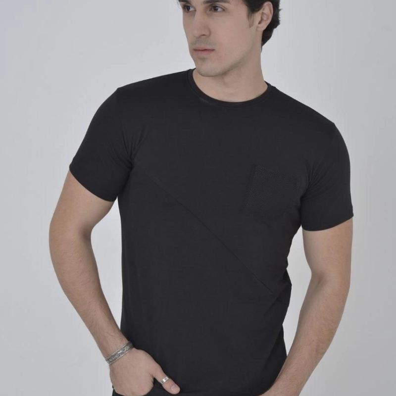 Erkek File Çepli T-Shirt Kısa Kol Bisiklet Yaka Slimfit Tişört - Siyah Erkek File Çepli T-Shirt Kısa Kol Bisiklet Yaka Slimfit Tişört - Siyah