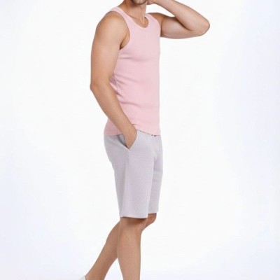 Erkek Fitilli Atlet Sıfır Yaka Slim Fit Arka Baskılı Spor Atlet - Pembe Erkek Fitilli Atlet Sıfır Yaka Slim Fit Arka Baskılı Spor Atlet - Pembe