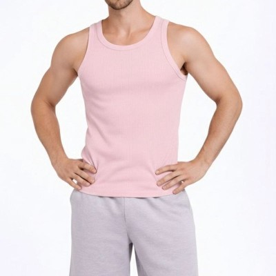 Erkek Fitilli Atlet Sıfır Yaka Slim Fit Arka Baskılı Spor Atlet - Pembe Erkek Fitilli Atlet Sıfır Yaka Slim Fit Arka Baskılı Spor Atlet - Pembe