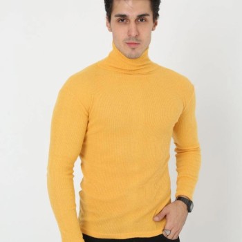 Erkek Fitilli Kaşkorse Kumaş Boğazlı Full Likralı Slimfit Body - Sarı Erkek Fitilli Kaşkorse Kumaş Boğazlı Full Likralı Slimfit Body - Sarı