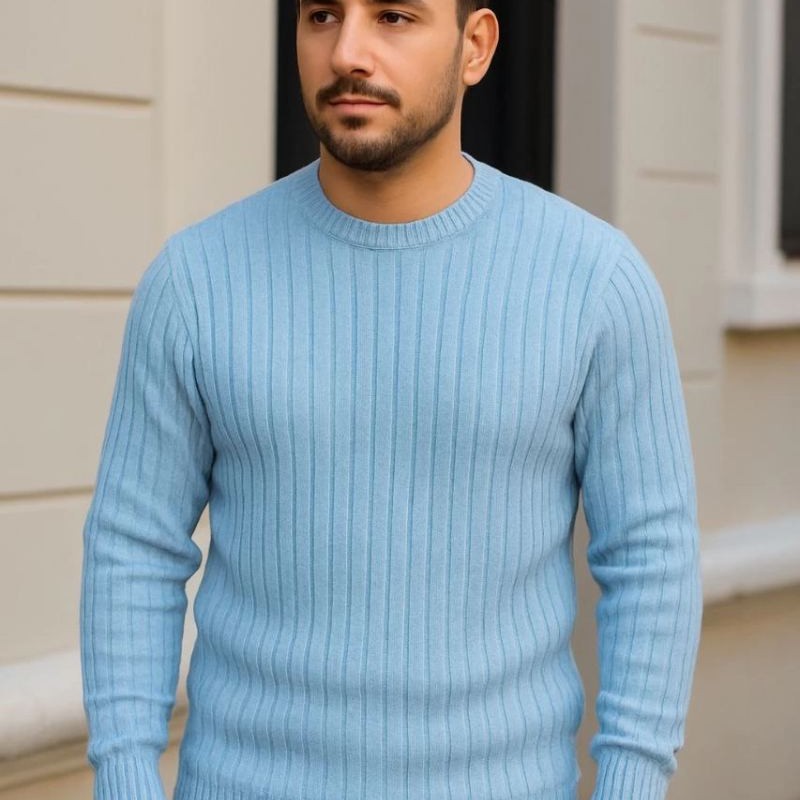 Erkek Fitilli Triko Bisiklet Yaka Kalın Kazak 3'lü Set Bej-Bebek Mavisi-Siyah Erkek Fitilli Triko Bisiklet Yaka Kalın Kazak 3'lü Set Bej-Bebek Mavisi-Siyah