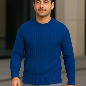 Erkek Fitilli Triko Bisiklet Yaka Kalın Kazak 3'lü Set Beyaz-Saks Mavisi-Siyah Erkek Fitilli Triko Bisiklet Yaka Kalın Kazak 3'lü Set Beyaz-Saks Mavisi-Siyah