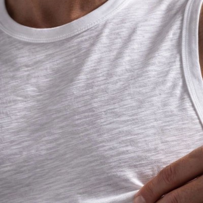 Erkek Flamlı Kumaş Kolsuz Atlet Günlük Fitness Spor T-Shirt - Beyaz Erkek Flamlı Kumaş Kolsuz Atlet Günlük Fitness Spor T-Shirt - Beyaz
