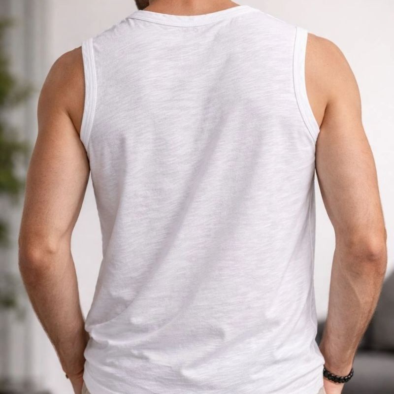 Erkek Flamlı Kumaş Kolsuz Atlet Günlük Fitness Spor T-Shirt - Beyaz Erkek Flamlı Kumaş Kolsuz Atlet Günlük Fitness Spor T-Shirt - Beyaz