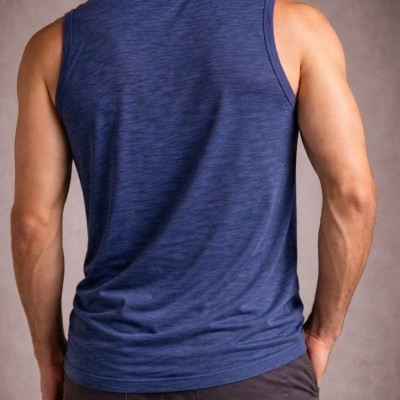Erkek Flamlı Kumaş Kolsuz Atlet Günlük Fitness Spor T-Shirt - İndigo Erkek Flamlı Kumaş Kolsuz Atlet Günlük Fitness Spor T-Shirt - İndigo