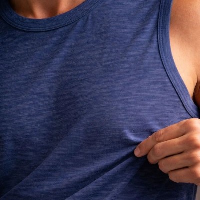 Erkek Flamlı Kumaş Kolsuz Atlet Günlük Fitness Spor T-Shirt - İndigo Erkek Flamlı Kumaş Kolsuz Atlet Günlük Fitness Spor T-Shirt - İndigo