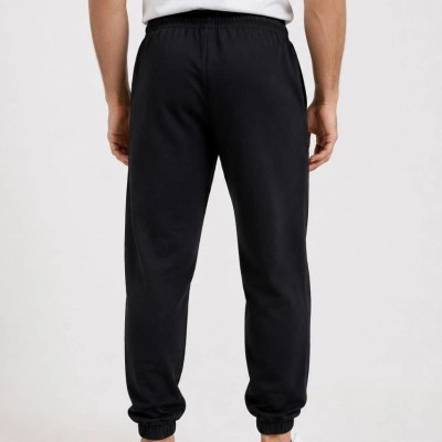 Erkek İki İplik Beli Lastikli Bağcıklı Regular Fit Jogger Eşofman Altı - Siyah