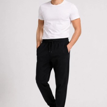 Erkek İki İplik Beli Lastikli Bağcıklı Regular Fit Jogger Eşofman Altı - Siyah