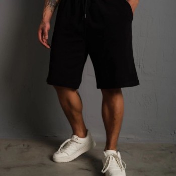 Erkek İki İplik Cepli Şort - Siyah