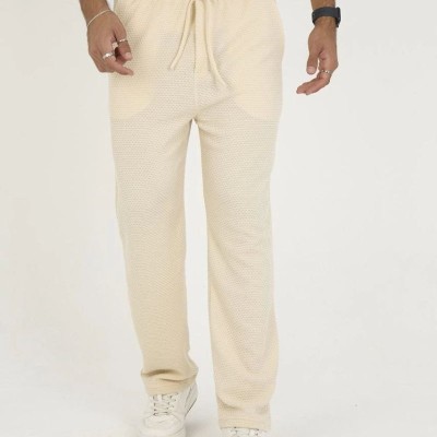 Erkek Jakar Kutu Desenli Baggy Eşofman Pantolon - Bej Erkek Jakar Kutu Desenli Baggy Eşofman Pantolon - Bej