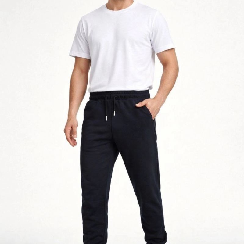 Erkek Jogger Eşofman Altı Cepli, Paça Lastikli , Spor Pantolon - Siyah
