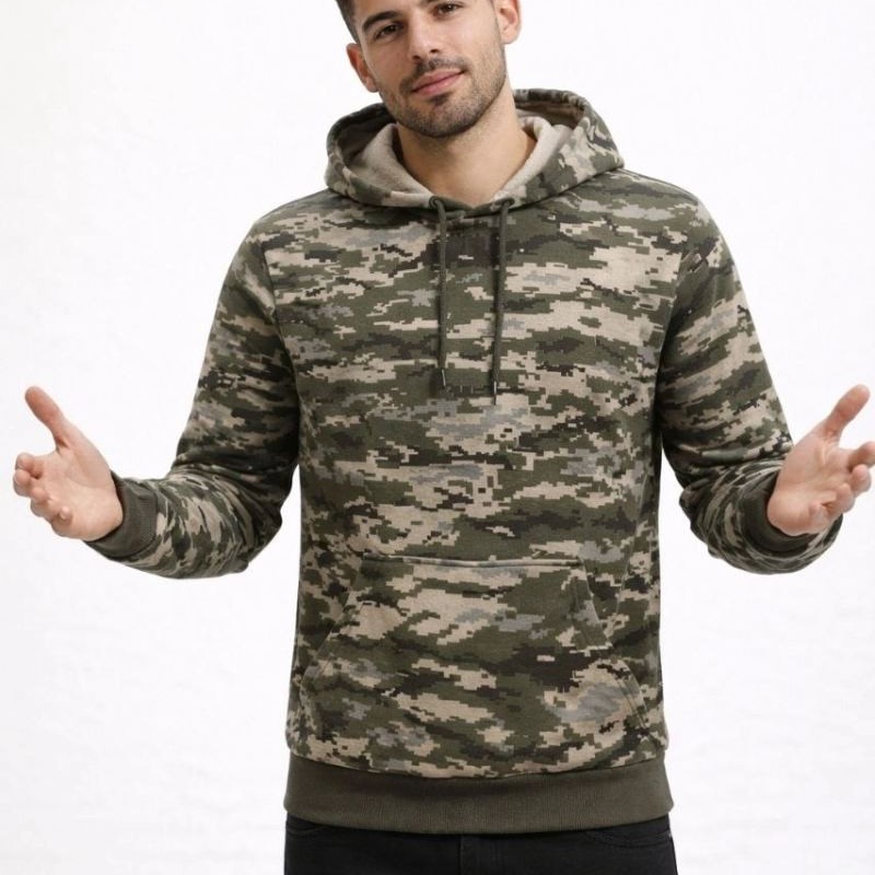 Erkek Kamuflaj Desenli 2 İplik 4 Mevsim Kapüşonlu Kanguru Cepli Hoodie Sweatshirt - Kamuflaj Erkek Kamuflaj Desenli 2 İplik 4 Mevsim Kapüşonlu Kanguru Cepli Hoodie Sweatshirt - Kamuflaj