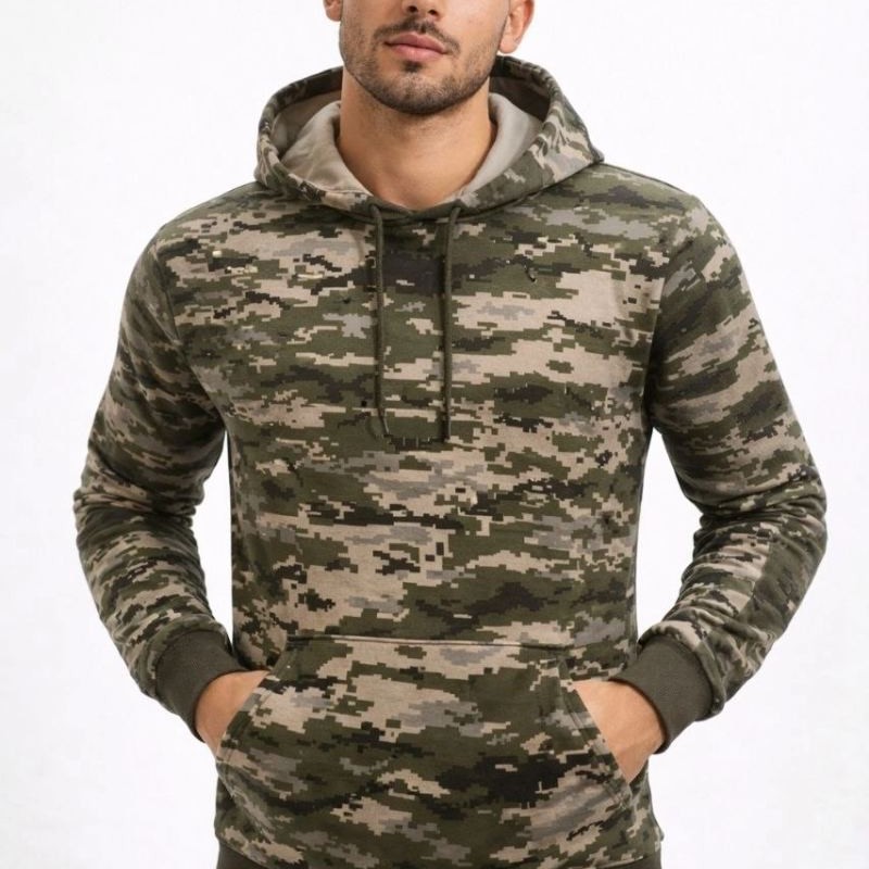 Erkek Kamuflaj Desenli 2 İplik 4 Mevsim Kapüşonlu Kanguru Cepli Hoodie Sweatshirt - Kamuflaj Erkek Kamuflaj Desenli 2 İplik 4 Mevsim Kapüşonlu Kanguru Cepli Hoodie Sweatshirt - Kamuflaj