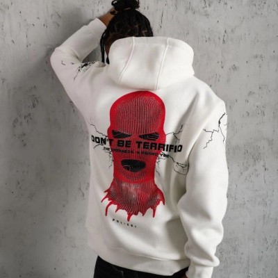 Erkek Kapüşonlu Kanguru Cepli Sweatshirt 3 İplik Pamuklu Baskılı Hoodie - Beyaz Erkek Kapüşonlu Kanguru Cepli Sweatshirt 3 İplik Pamuklu Baskılı Hoodie - Beyaz
