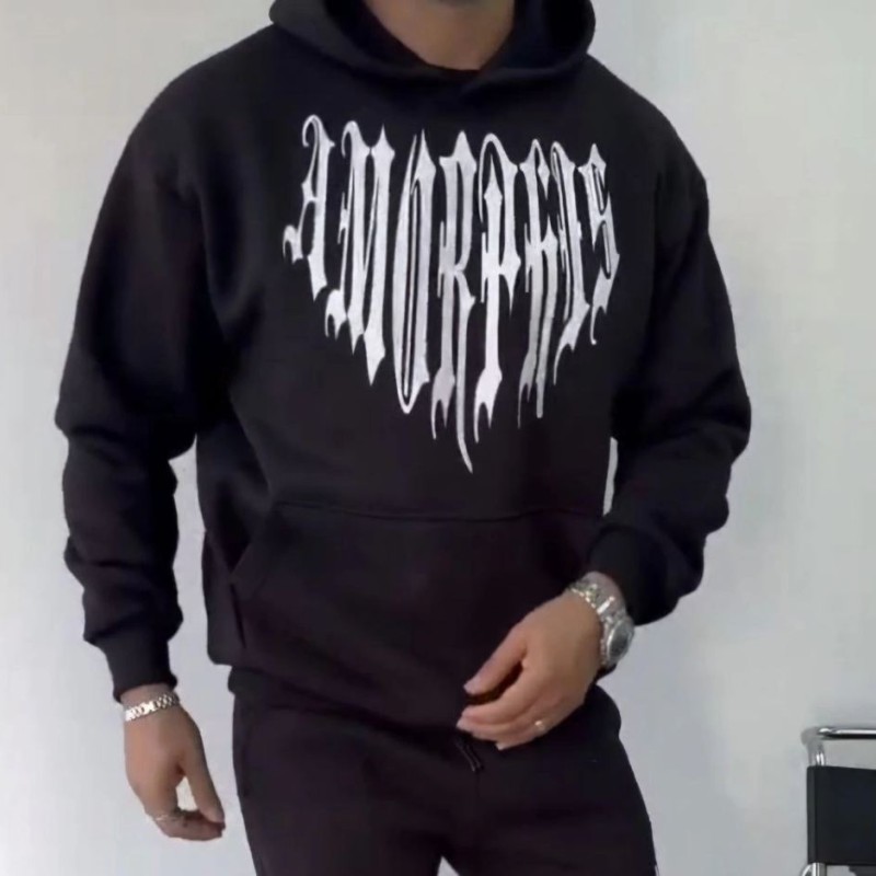 Erkek Kapüşonlu Kanguru Cepli Sweatshirt 3 İplik Pamuklu Baskılı Hoodie - Siyah Erkek Kapüşonlu Kanguru Cepli Sweatshirt 3 İplik Pamuklu Baskılı Hoodie - Siyah