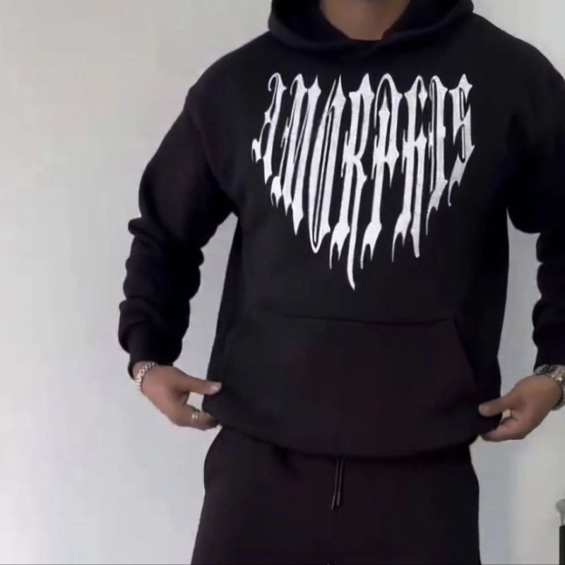 Erkek Kapüşonlu Kanguru Cepli Sweatshirt 3 İplik Pamuklu Baskılı Hoodie - Siyah Erkek Kapüşonlu Kanguru Cepli Sweatshirt 3 İplik Pamuklu Baskılı Hoodie - Siyah
