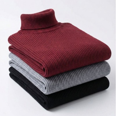 Erkek Kaşkorse Boğazlı Likralı Fitilli Slim Fit Body 3'lü Set Siyah-Bordo-Gri