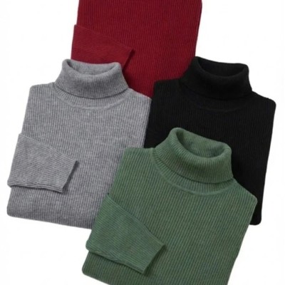 Erkek Kaşkorse Boğazlı Likralı Fitilli Slim Fit Body 4'lü Set Siyah-Bordo-Gri-Haki
