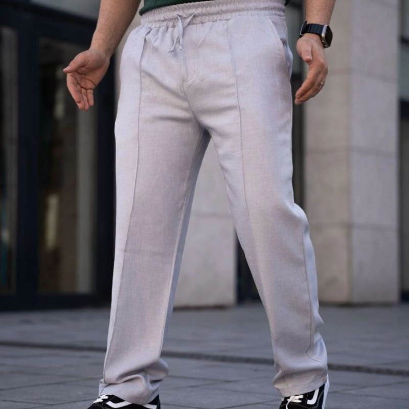 Erkek Keten Cepli Çıma Dikişli jogger Buggy Pantalon Rahat kalıp - Gri Erkek Keten Cepli Çıma Dikişli jogger Buggy Pantalon Rahat kalıp - Gri