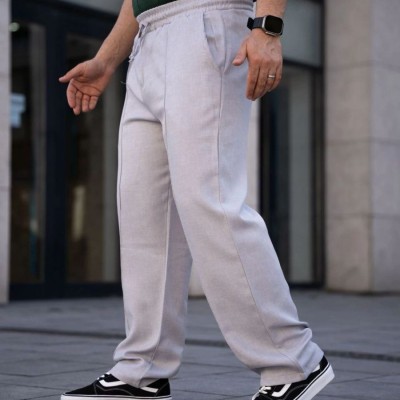 Erkek Keten Cepli Çıma Dikişli jogger Buggy Pantalon Rahat kalıp - Gri Erkek Keten Cepli Çıma Dikişli jogger Buggy Pantalon Rahat kalıp - Gri