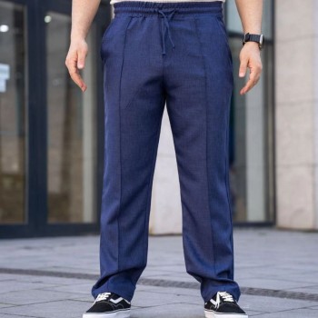 Erkek Keten Cepli Çıma Dikişli jogger Buggy Pantalon Rahat kalıp - Lacivert Erkek Keten Cepli Çıma Dikişli jogger Buggy Pantalon Rahat kalıp - Lacivert