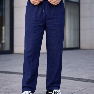 Erkek Keten Cepli Çıma Dikişli jogger Buggy Pantalon Rahat kalıp - Lacivert Erkek Keten Cepli Çıma Dikişli jogger Buggy Pantalon Rahat kalıp - Lacivert
