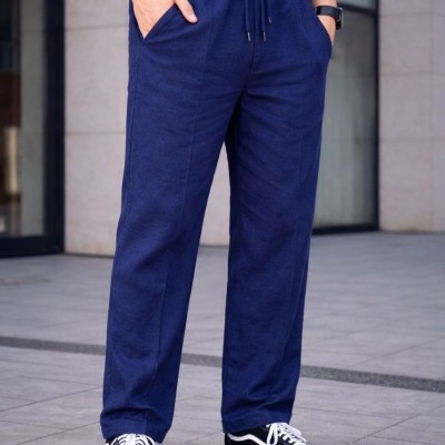 Erkek Keten Cepli Çıma Dikişli jogger Buggy Pantalon Rahat kalıp - Lacivert Erkek Keten Cepli Çıma Dikişli jogger Buggy Pantalon Rahat kalıp - Lacivert