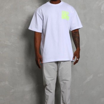 Erkek Kısa kol Baskılı Bisiklet Yaka T-Shirt - Beyaz