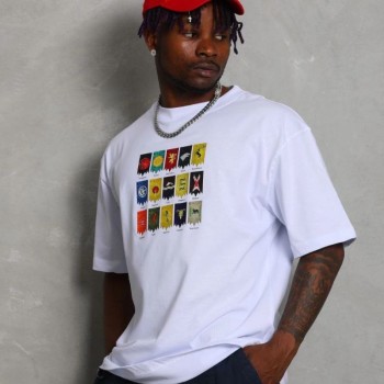 Erkek Kısa kol Baskılı Bisiklet Yaka T-Shirt - Beyaz