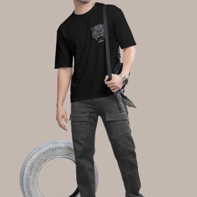 Erkek Kısa Kol Yazlık Tişört Bisiklet Yaka ASLAN Baskılı T-Shirt - Siyah Erkek Kısa Kol Yazlık Tişört Bisiklet Yaka ASLAN Baskılı T-Shirt - Siyah