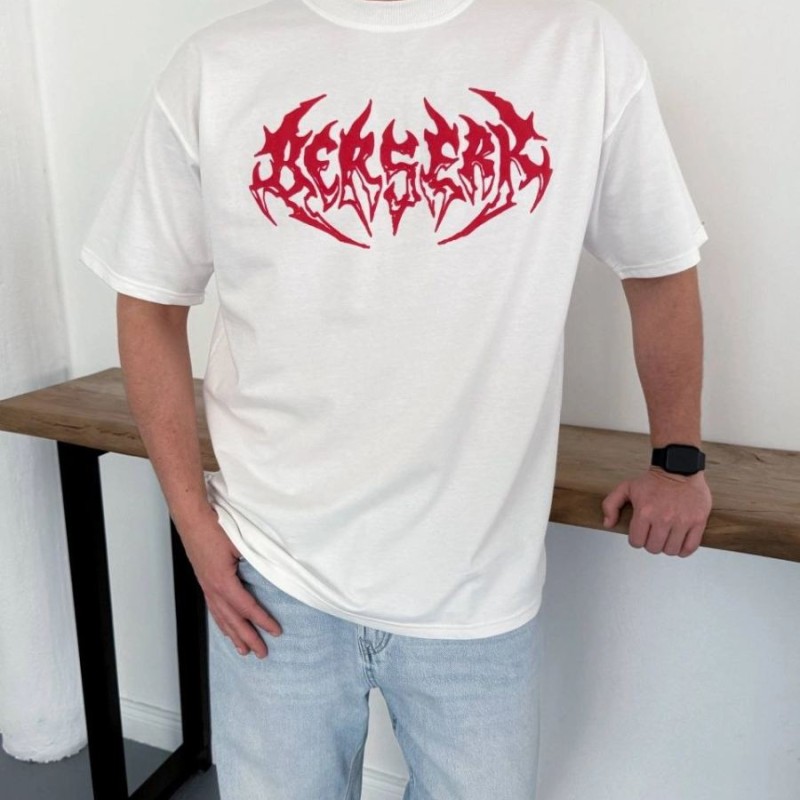 Erkek Kısa Kol Yazlık Tişört Bisiklet Yaka Baskılı Oversize T-Shirt - Beyaz Erkek Kısa Kol Yazlık Tişört Bisiklet Yaka Baskılı Oversize T-Shirt - Beyaz