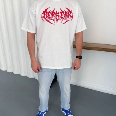 Erkek Kısa Kol Yazlık Tişört Bisiklet Yaka Baskılı Oversize T-Shirt - Beyaz Erkek Kısa Kol Yazlık Tişört Bisiklet Yaka Baskılı Oversize T-Shirt - Beyaz