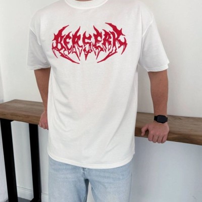 Erkek Kısa Kol Yazlık Tişört Bisiklet Yaka Baskılı Oversize T-Shirt - Beyaz Erkek Kısa Kol Yazlık Tişört Bisiklet Yaka Baskılı Oversize T-Shirt - Beyaz