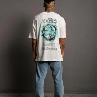 Erkek Kısa Kol Yazlık Tişört Bisiklet Yaka Baskılı Oversize T-Shirt - Beyaz Erkek Kısa Kol Yazlık Tişört Bisiklet Yaka Baskılı Oversize T-Shirt - Beyaz