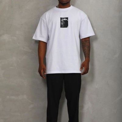 Erkek Kısa Kol Yazlık Tişört Bisiklet Yaka Baskılı Oversize T-Shirt - Beyaz Erkek Kısa Kol Yazlık Tişört Bisiklet Yaka Baskılı Oversize T-Shirt - Beyaz