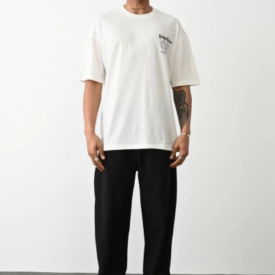 Erkek Kısa Kol Yazlık Tişört Bisiklet Yaka Baskılı Oversize T-Shirt - Beyaz Erkek Kısa Kol Yazlık Tişört Bisiklet Yaka Baskılı Oversize T-Shirt - Beyaz