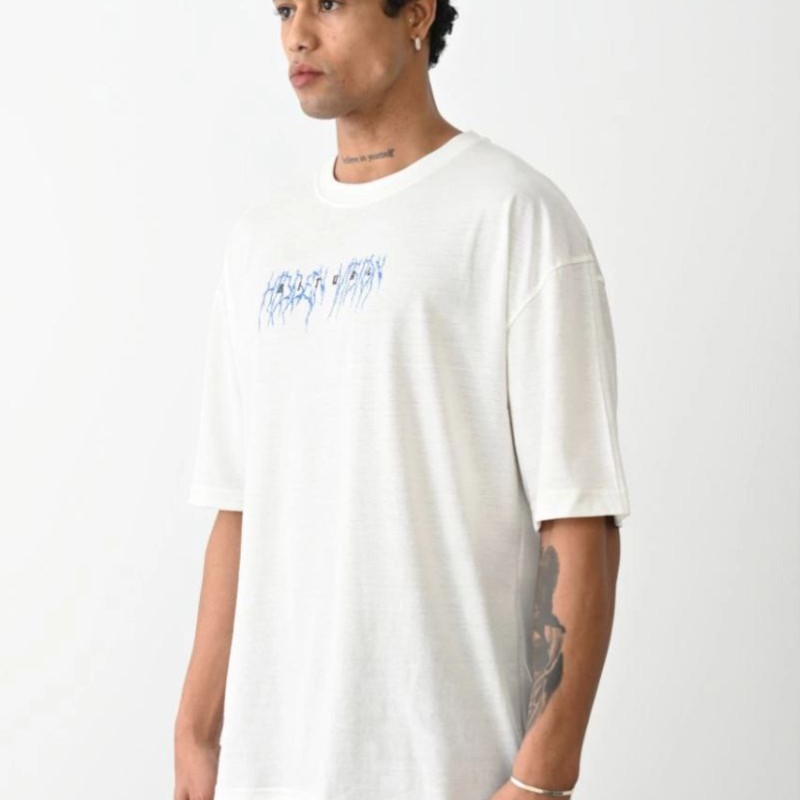 Erkek Kısa Kol Yazlık Tişört Bisiklet Yaka Baskılı Oversize T-Shirt - Beyaz Erkek Kısa Kol Yazlık Tişört Bisiklet Yaka Baskılı Oversize T-Shirt - Beyaz