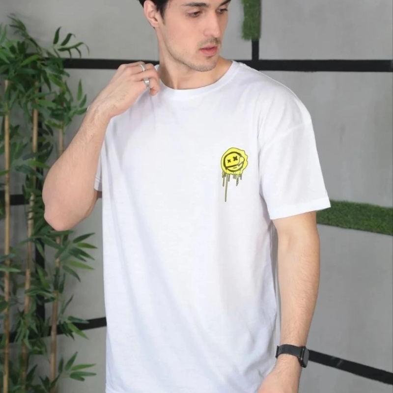 Erkek Kısa Kol Yazlık Tişört Bisiklet Yaka Baskılı Oversize T-Shirt - Beyaz Erkek Kısa Kol Yazlık Tişört Bisiklet Yaka Baskılı Oversize T-Shirt - Beyaz