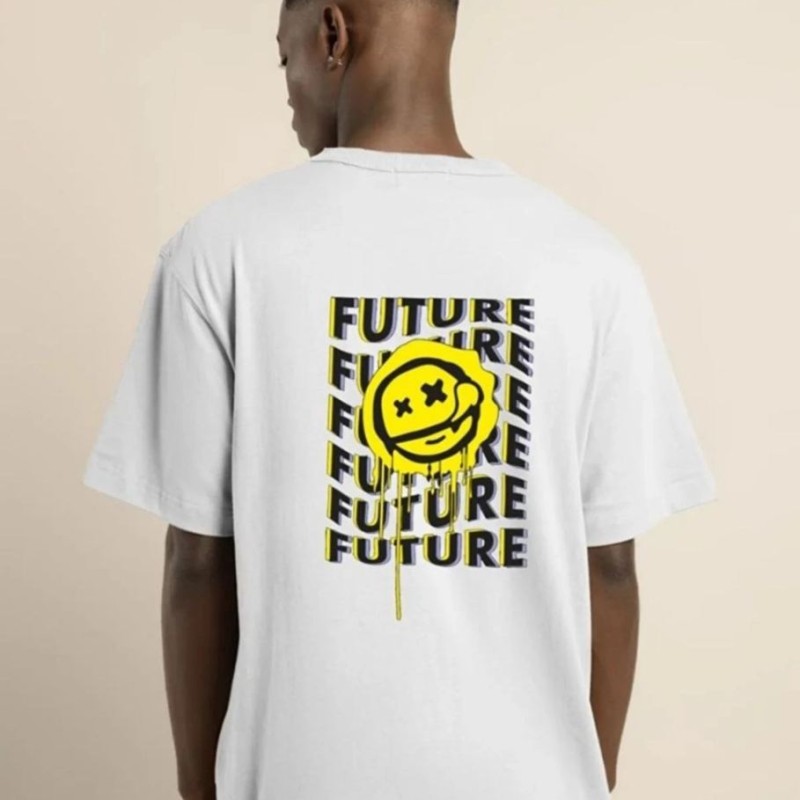 Erkek Kısa Kol Yazlık Tişört Bisiklet Yaka Baskılı Oversize T-Shirt - Beyaz Erkek Kısa Kol Yazlık Tişört Bisiklet Yaka Baskılı Oversize T-Shirt - Beyaz