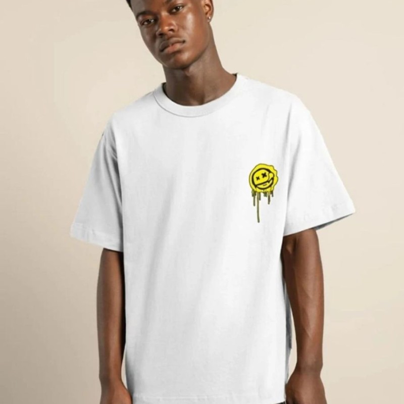 Erkek Kısa Kol Yazlık Tişört Bisiklet Yaka Baskılı Oversize T-Shirt - Beyaz Erkek Kısa Kol Yazlık Tişört Bisiklet Yaka Baskılı Oversize T-Shirt - Beyaz