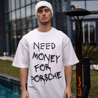 Erkek Kısa Kol Yazlık Tişört Bisiklet Yaka Baskılı Oversize T-Shirt - Beyaz Erkek Kısa Kol Yazlık Tişört Bisiklet Yaka Baskılı Oversize T-Shirt - Beyaz
