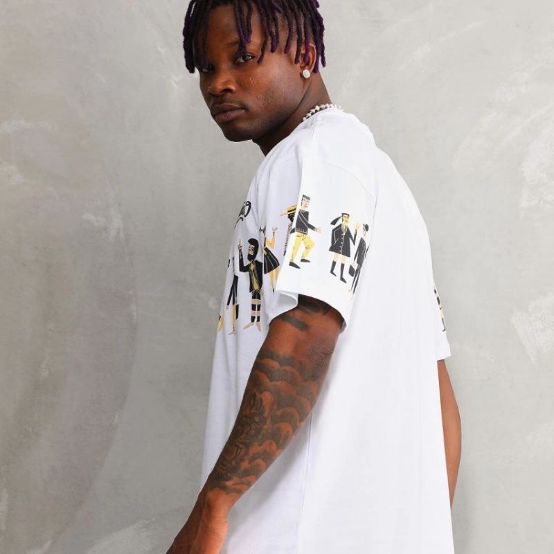 Erkek Kısa Kol Yazlık Tişört Bisiklet Yaka Baskılı Oversize T-Shirt - Beyaz Erkek Kısa Kol Yazlık Tişört Bisiklet Yaka Baskılı Oversize T-Shirt - Beyaz