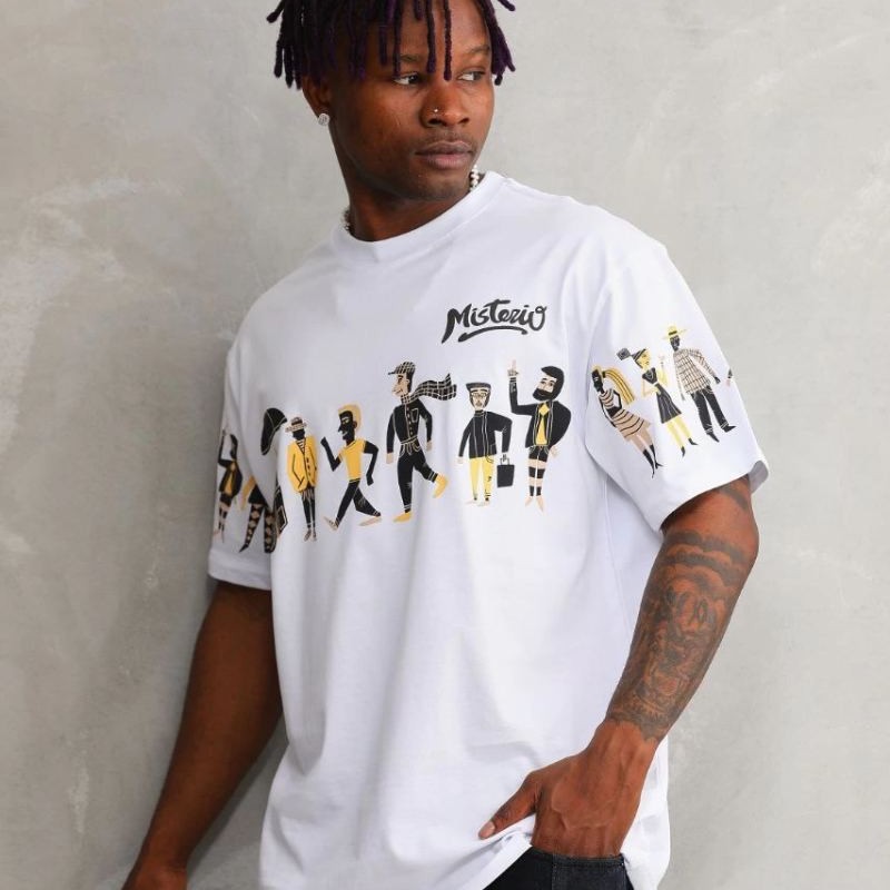 Erkek Kısa Kol Yazlık Tişört Bisiklet Yaka Baskılı Oversize T-Shirt - Beyaz Erkek Kısa Kol Yazlık Tişört Bisiklet Yaka Baskılı Oversize T-Shirt - Beyaz