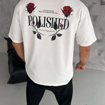 Erkek Kısa Kol Yazlık Tişört Bisiklet Yaka Baskılı Oversize T-Shirt - Beyaz Erkek Kısa Kol Yazlık Tişört Bisiklet Yaka Baskılı Oversize T-Shirt - Beyaz