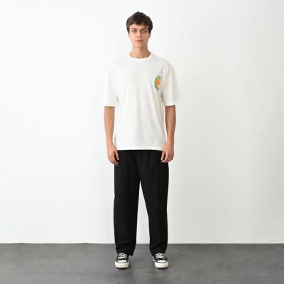 Erkek Kısa Kol Yazlık Tişört Bisiklet Yaka Baskılı Oversize T-Shirt - Beyaz Erkek Kısa Kol Yazlık Tişört Bisiklet Yaka Baskılı Oversize T-Shirt - Beyaz