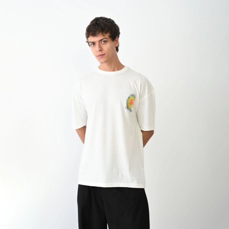Erkek Kısa Kol Yazlık Tişört Bisiklet Yaka Baskılı Oversize T-Shirt - Beyaz Erkek Kısa Kol Yazlık Tişört Bisiklet Yaka Baskılı Oversize T-Shirt - Beyaz